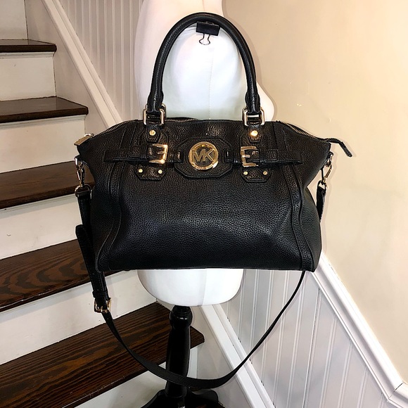 MICHAEL KORS Tumbled Black Leather Crossbody Satchel - Picture 3 of 17